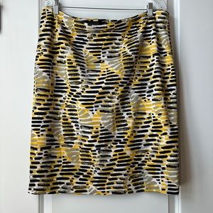 Kasper Yellow and Black Patterned Pencil Skirt